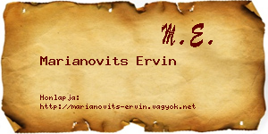 Marianovits Ervin névjegykártya